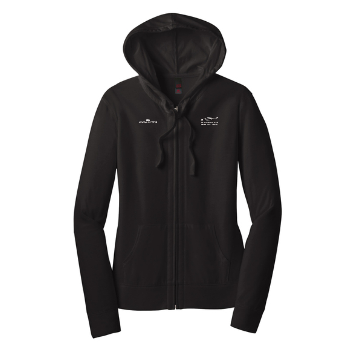 San Jacinto Corvette Club 2026 Parks Tour District Ladies Fitted Jersey Full-Zip Hoodie - Image 2