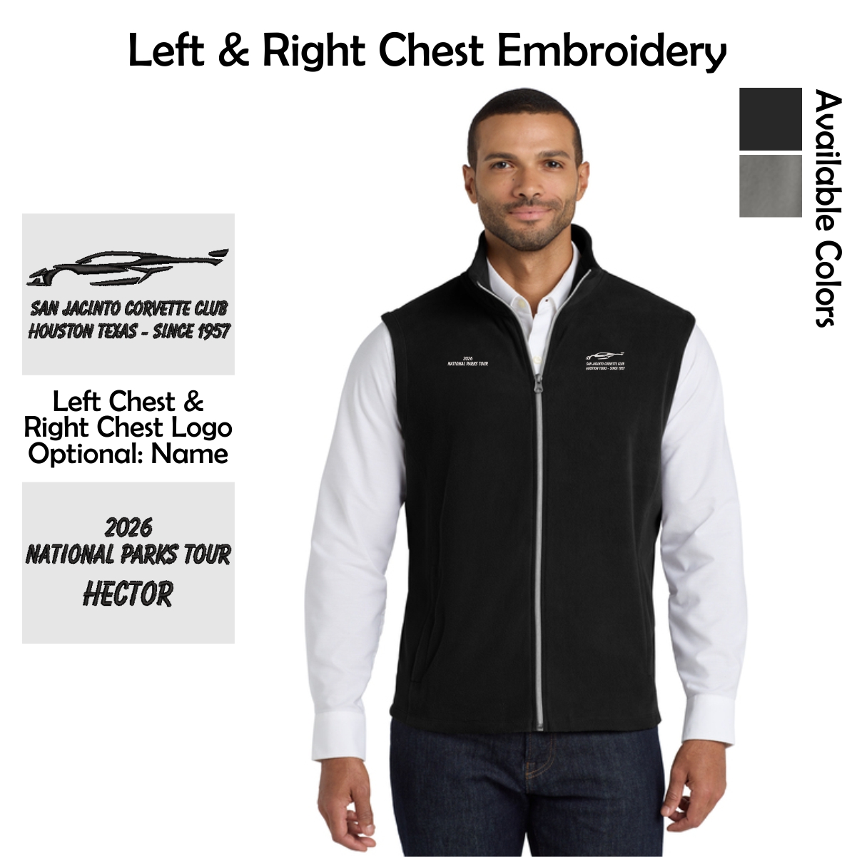 San Jacinto Corvette Club 2026 Parks Tour Port Authority Microfleece Vest