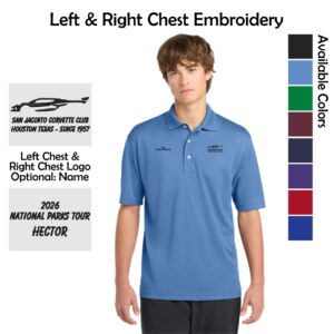 San Jacinto Corvette Club 2026 Parks Tour Sport-Tek Dri-Mesh Polo