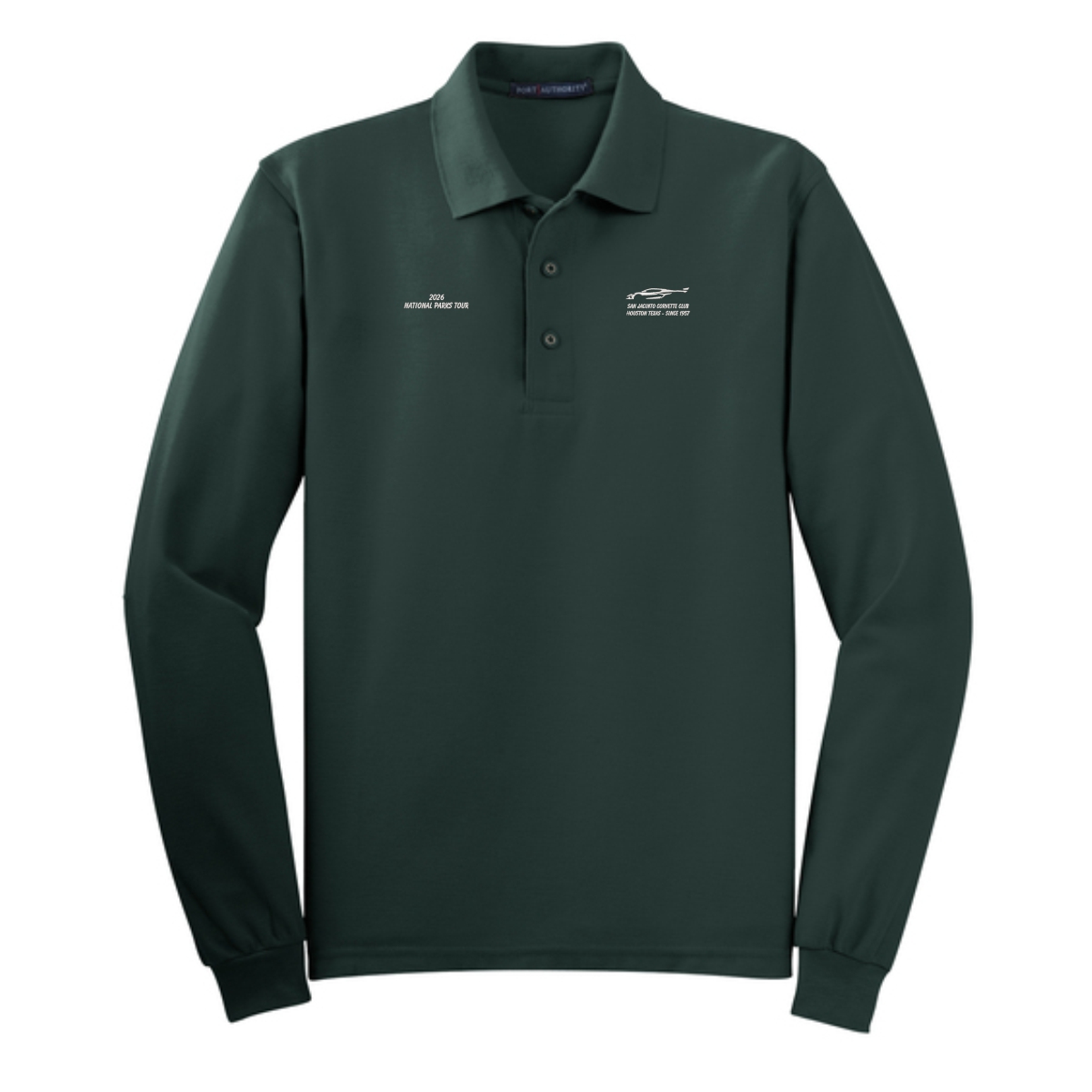 San Jacinto Corvette Club 2026 Parks Tour Port Authority Silk Touch Long Sleeve Polo - Image 4