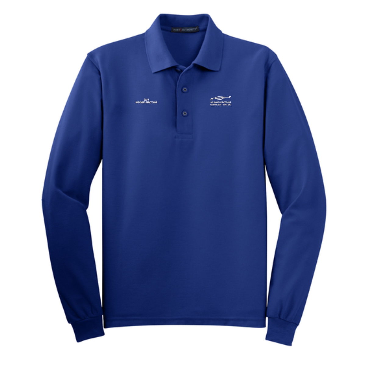 San Jacinto Corvette Club 2026 Parks Tour Port Authority Silk Touch Long Sleeve Polo - Image 6