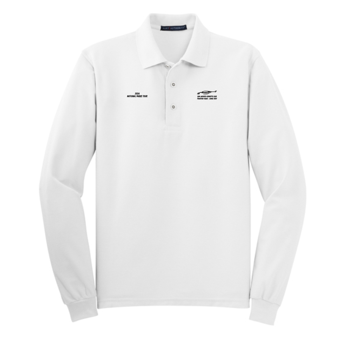 San Jacinto Corvette Club 2026 Parks Tour Port Authority Silk Touch Long Sleeve Polo - Image 7