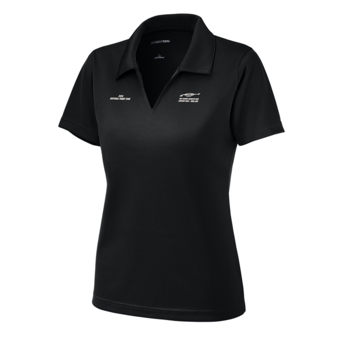 San Jacinto Corvette Club 2026 Parks Tour Sport-Tek Ladies Dri-Mesh V-Neck Polo - Image 2