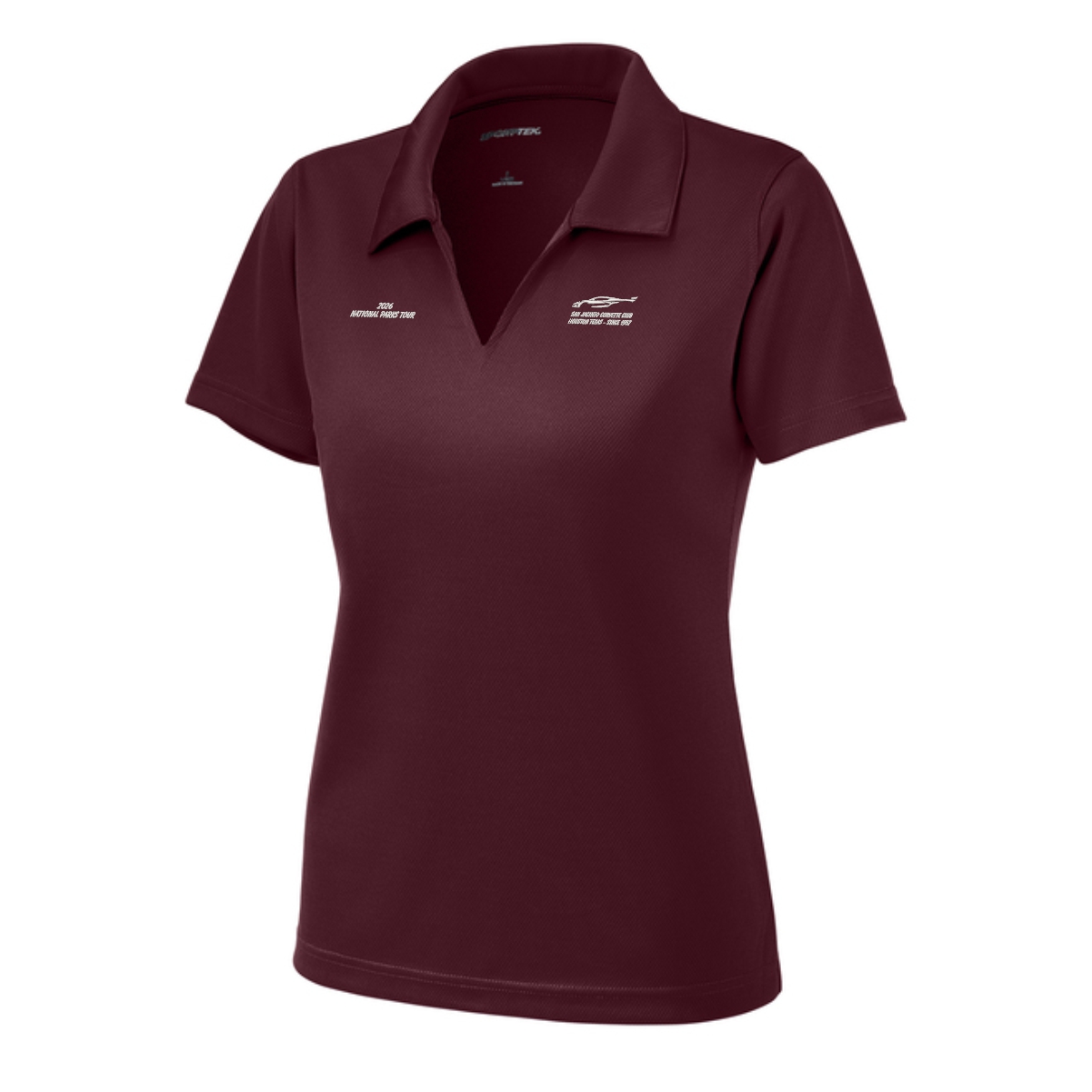 San Jacinto Corvette Club 2026 Parks Tour Sport-Tek Ladies Dri-Mesh V-Neck Polo - Image 5