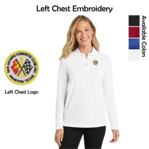 San Jacinto Corvette Club Port Authority Silk Touch Adult Ladies Long Sleeve Polo