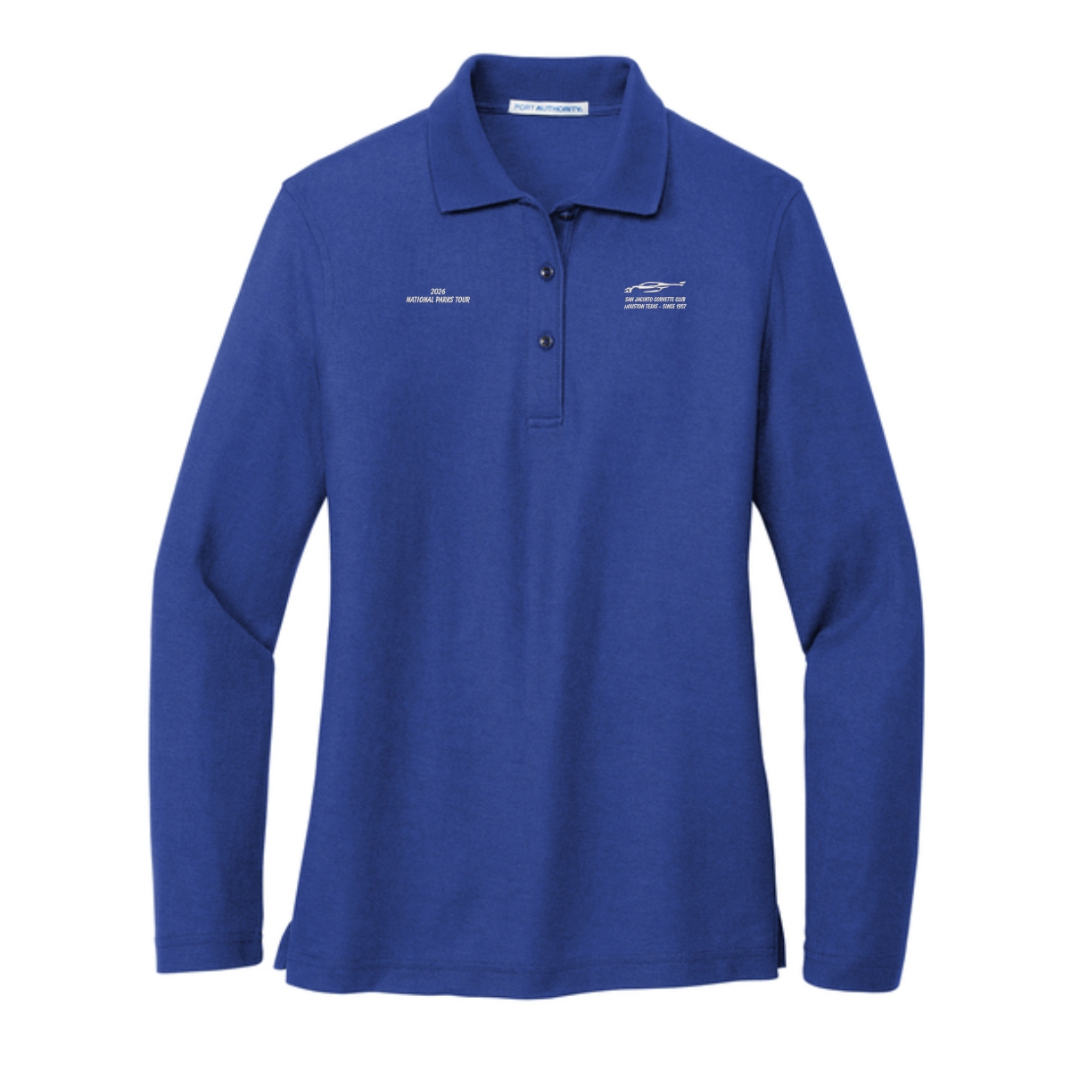 San Jacinto Corvette Club 2026 Parks Tour Port Authority Ladies Silk Touch Long Sleeve Polo - Image 6
