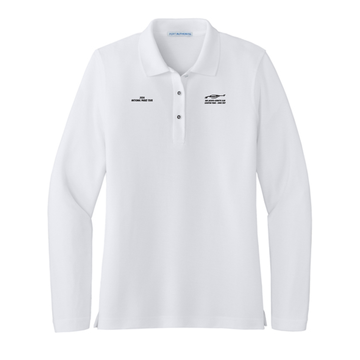 San Jacinto Corvette Club 2026 Parks Tour Port Authority Ladies Silk Touch Long Sleeve Polo - Image 7