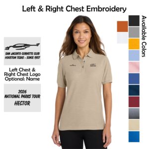 San Jacinto Corvette Club 2026 Parks Tour Port Authority Ladies Silk Touch Polo