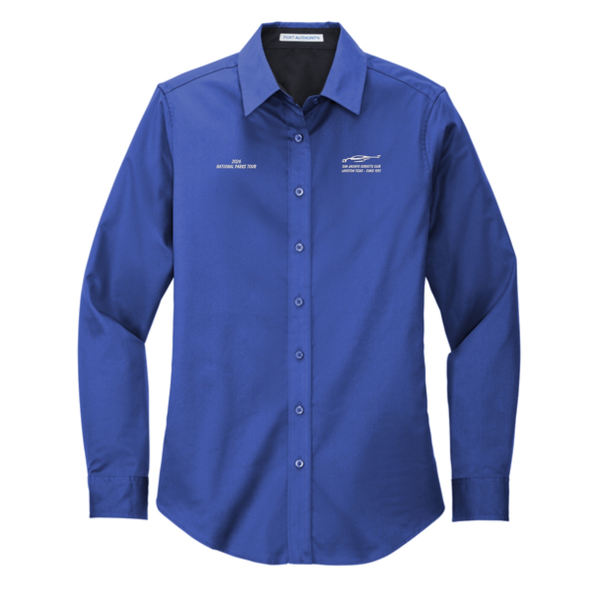 San Jacinto Corvette Club 2026 Parks Tour Port Authority Ladies Long Sleeve Easy Care Shirt - Image 7