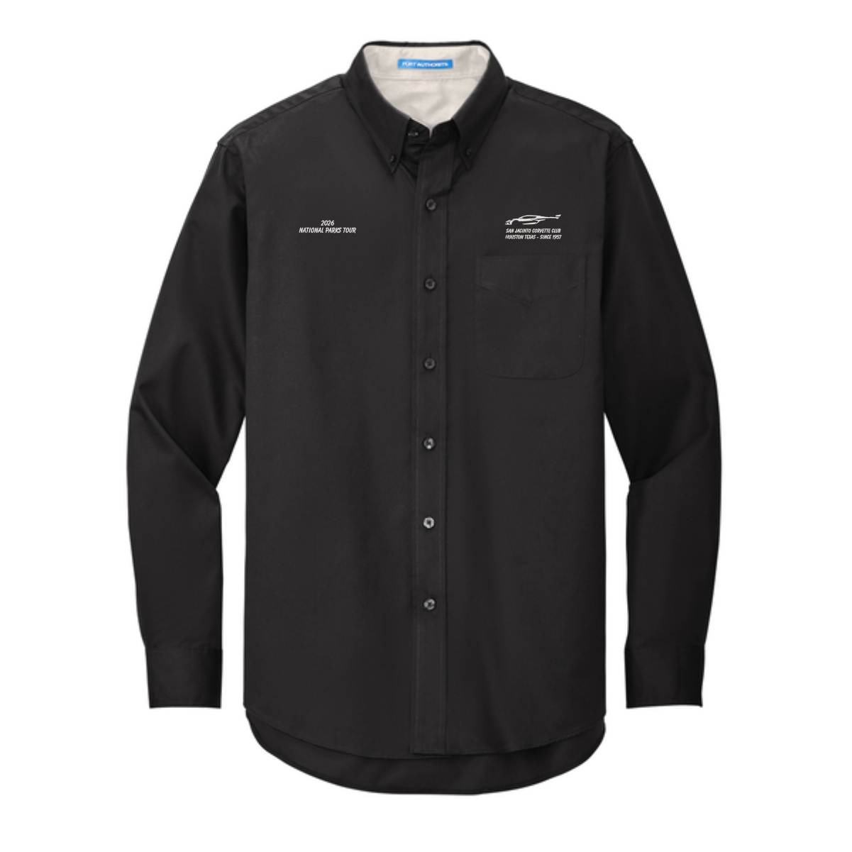 San Jacinto Corvette Club 2026 Parks Tour Port Authority Long Sleeve Easy Care Shirt - Image 2