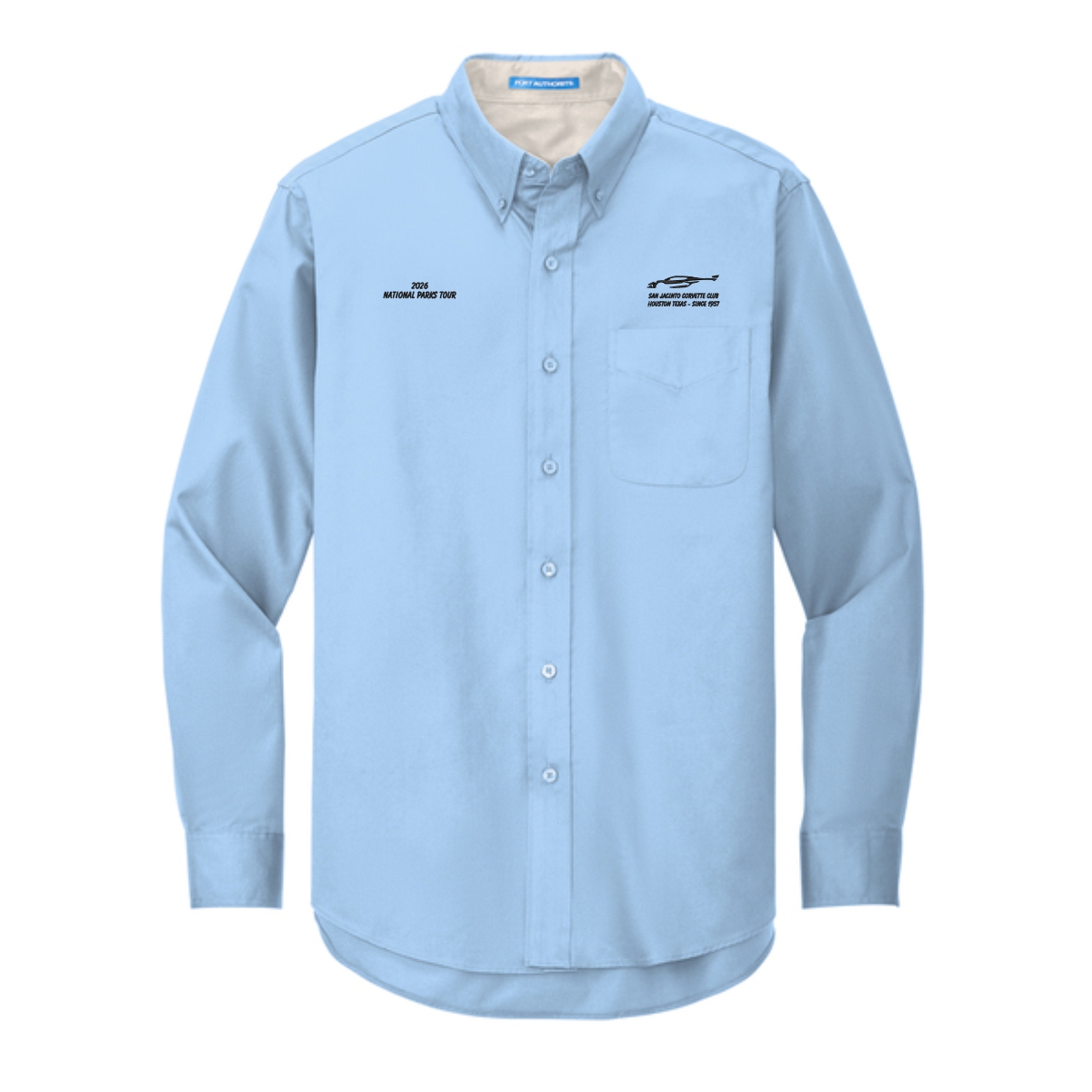 San Jacinto Corvette Club 2026 Parks Tour Port Authority Long Sleeve Easy Care Shirt - Image 4