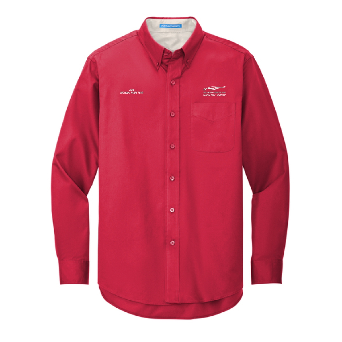 San Jacinto Corvette Club 2026 Parks Tour Port Authority Long Sleeve Easy Care Shirt - Image 6