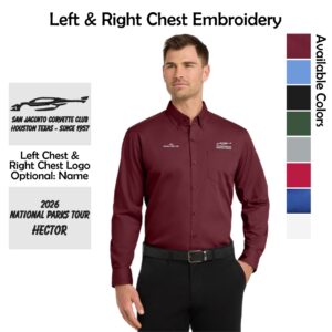 San Jacinto Corvette Club 2026 Parks Tour Port Authority Long Sleeve Carefree Poplin Shirt