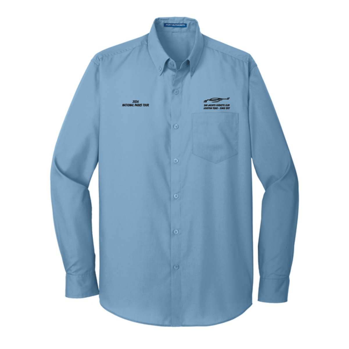 San Jacinto Corvette Club 2026 Parks Tour Port Authority Long Sleeve Carefree Poplin Shirt - Image 3