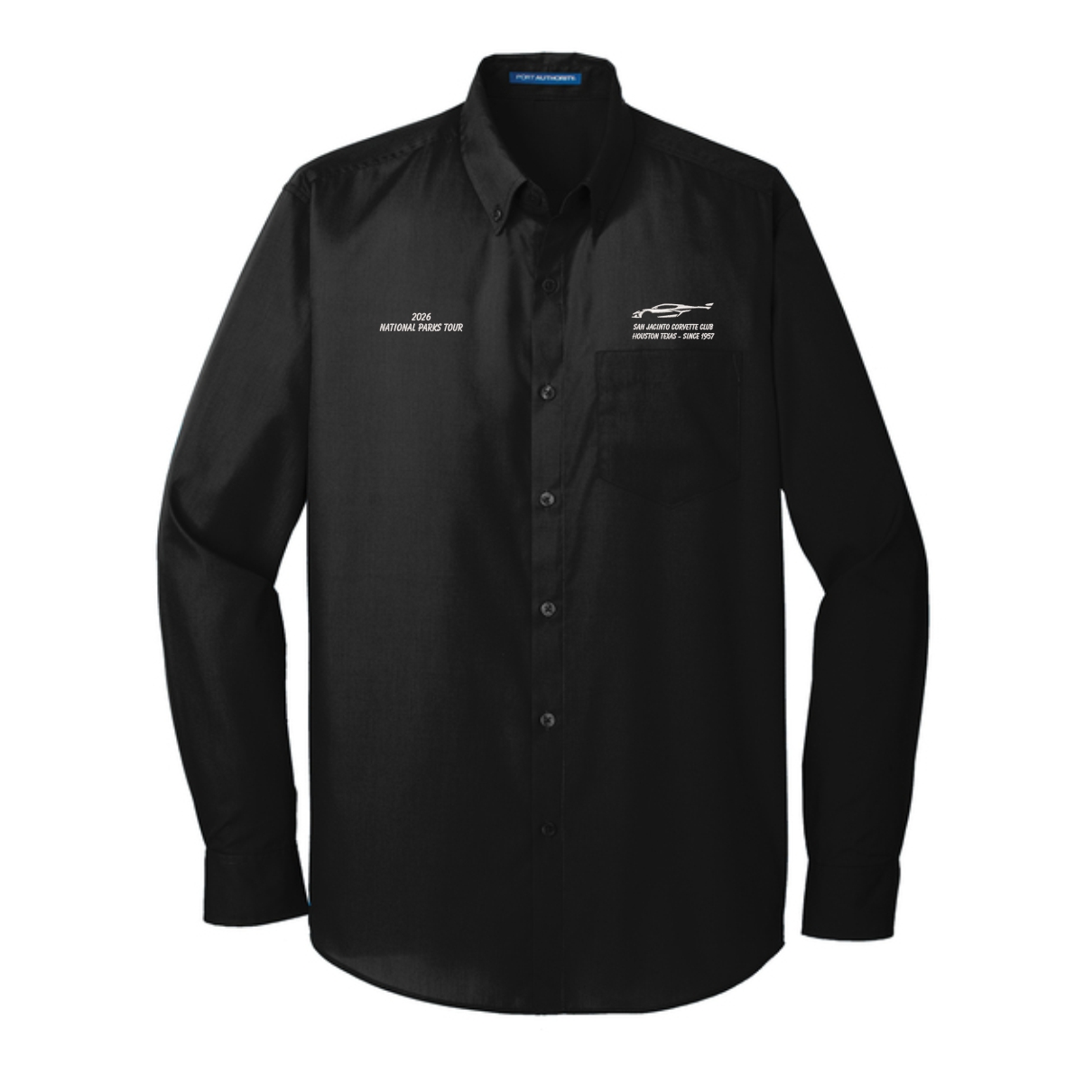 San Jacinto Corvette Club 2026 Parks Tour Port Authority Long Sleeve Carefree Poplin Shirt - Image 4