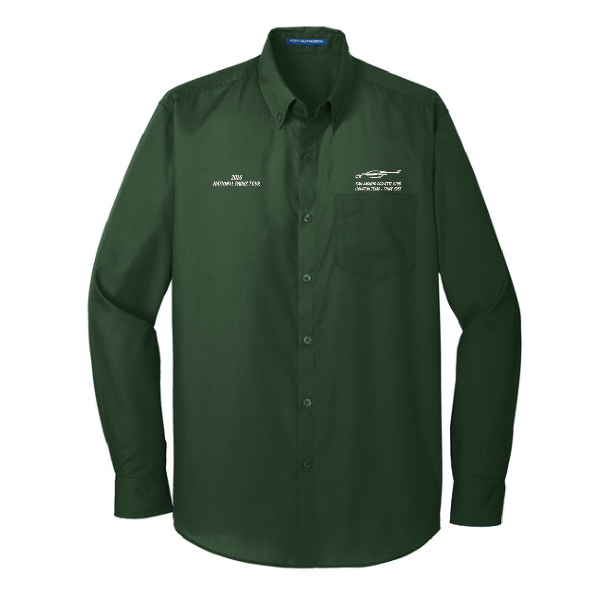 San Jacinto Corvette Club 2026 Parks Tour Port Authority Long Sleeve Carefree Poplin Shirt - Image 5
