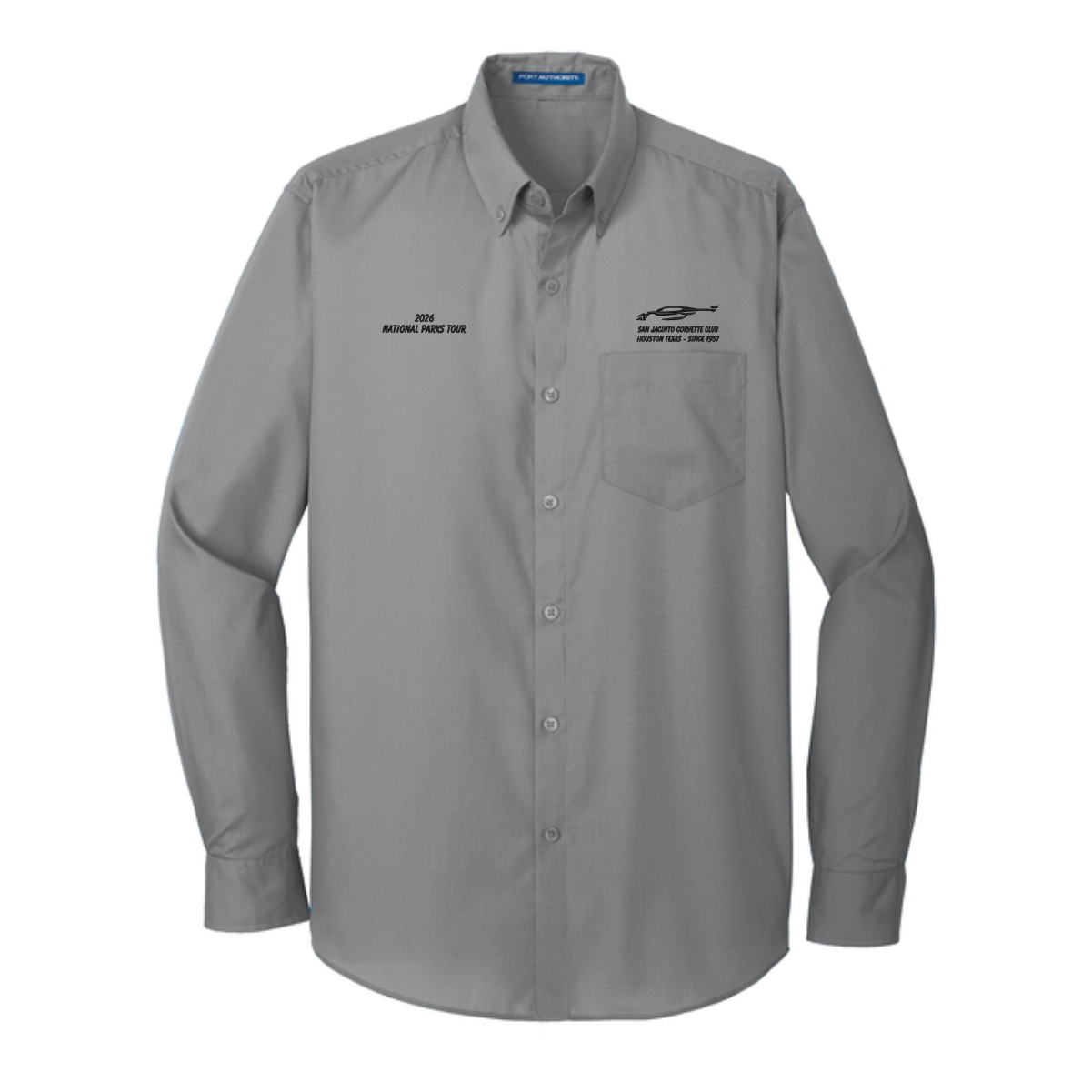 San Jacinto Corvette Club 2026 Parks Tour Port Authority Long Sleeve Carefree Poplin Shirt - Image 6