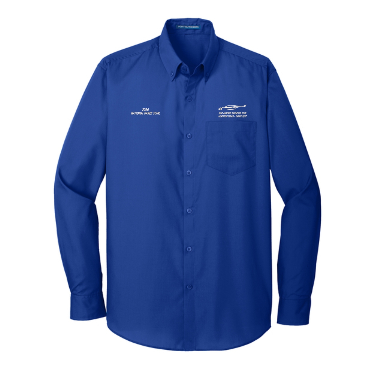 San Jacinto Corvette Club 2026 Parks Tour Port Authority Long Sleeve Carefree Poplin Shirt - Image 8