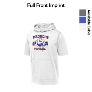 Genoa-Kingston Broncos Adult Fleece Short Sleeve Hooded Pullover
