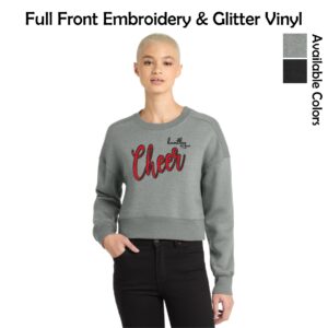Huntley HS Cheer Ladies District Cropped Crew with Embroidery & Glitter Vinyl