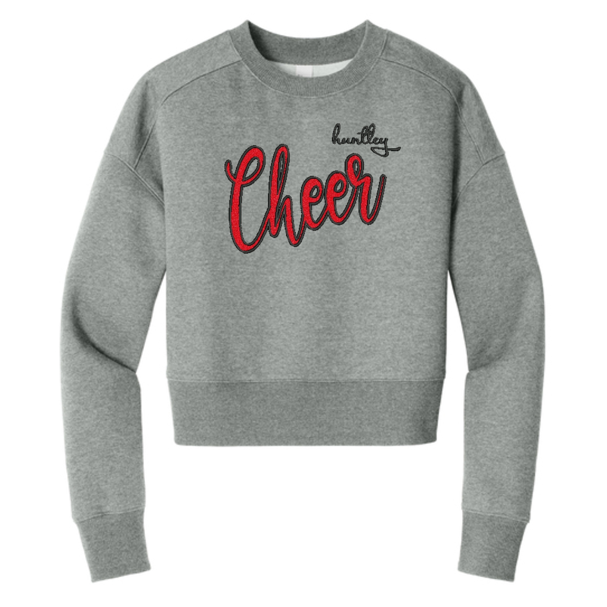Huntley HS Cheer Ladies District Cropped Crew with Embroidery & Glitter Vinyl - Image 2