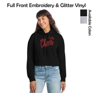 Huntley HS Cheer Ladies District Fleece Hoodie with Embroidery & Glitter Vinyl