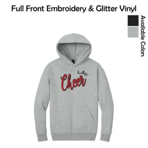 Huntley HS Cheer District Heavyweight Fleece Hoodie with Embroidery & Glitter Vinyl (Oversized fit)