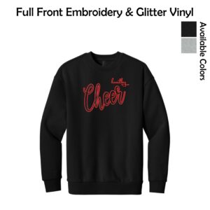 Huntley HS Cheer District Heavyweight Fleece Crew with Embroidery & Glitter Vinyl (Oversized fit)
