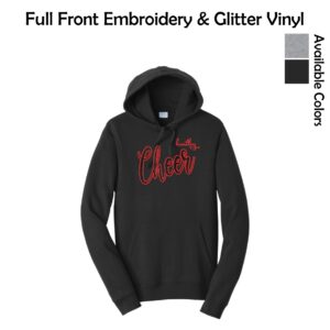 Huntley HS Cheer Pullover Hooded Sweatshirt with Embroidery & Glitter Vinyl