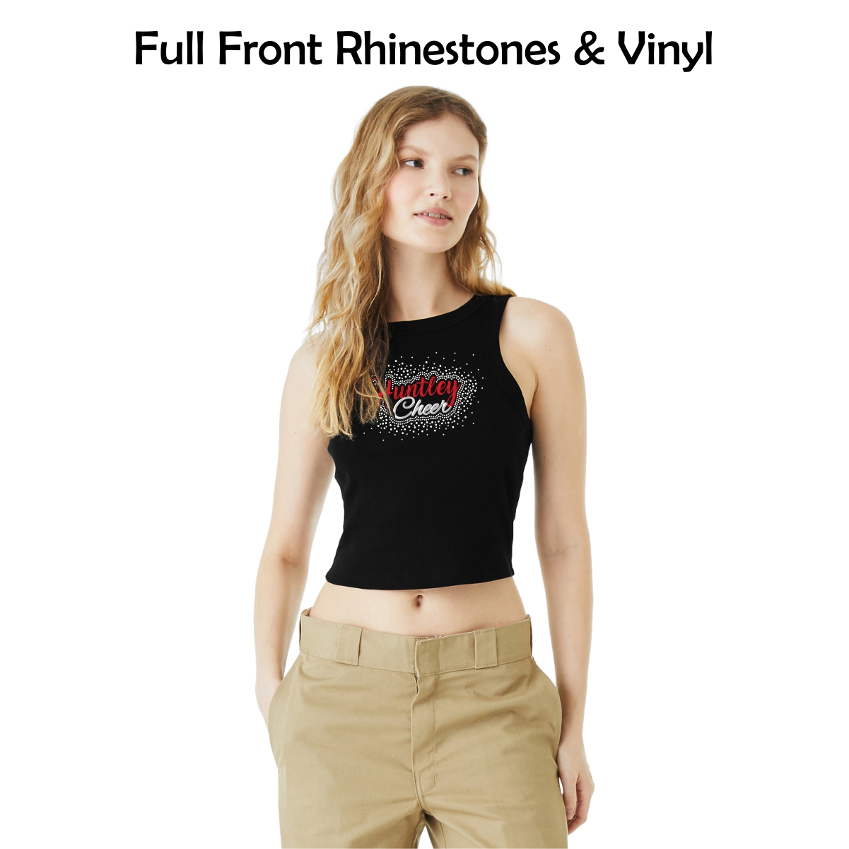 Huntley HS Cheer Ladies Racer Tank with Rhinestones