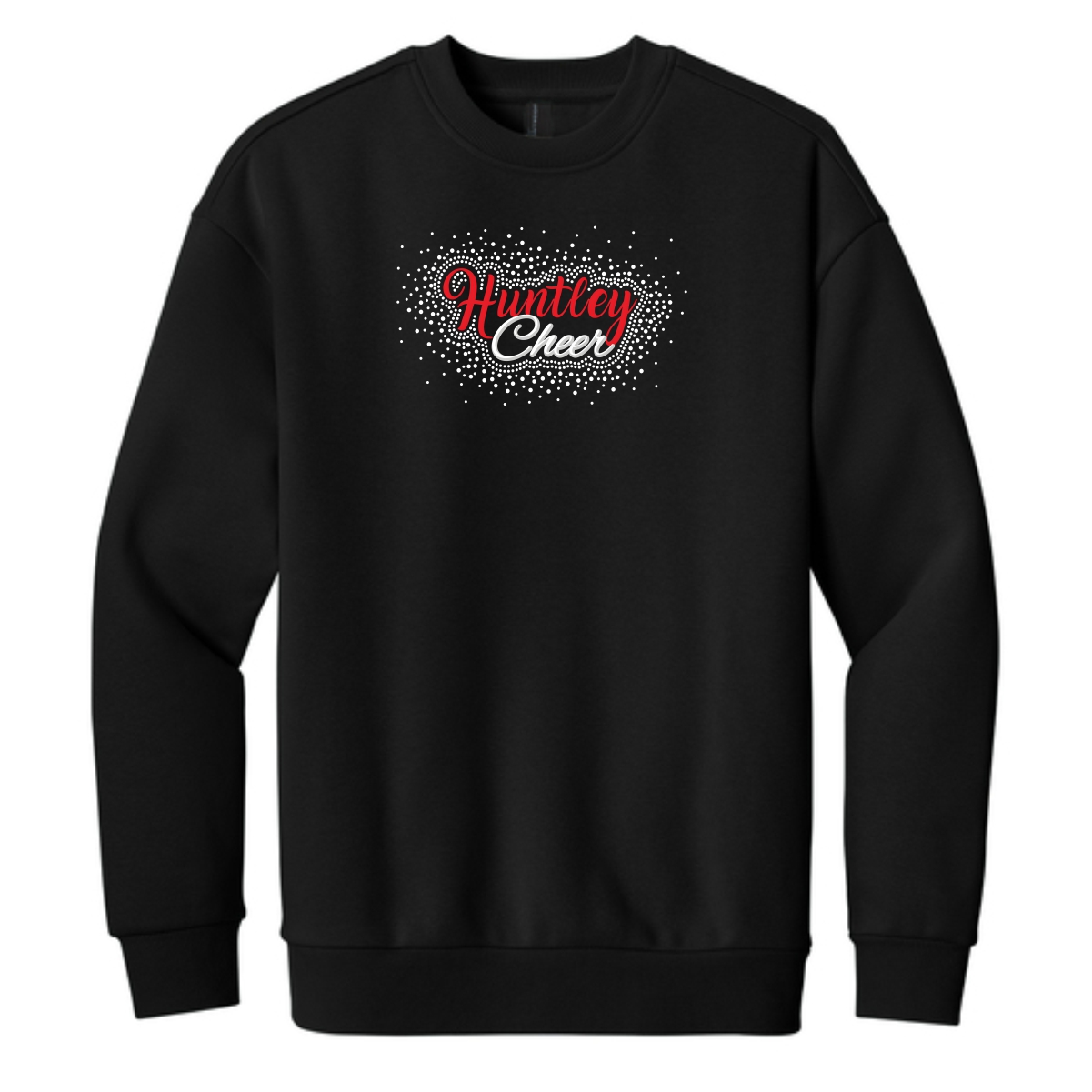 Huntley HS Cheer District Heavyweight Fleece Crew with Rhinestones (Oversized fit) - Image 2