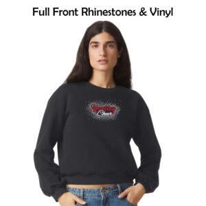 Huntley HS Cheer Ladies Crewneck Sweatshirt with Rhinestones