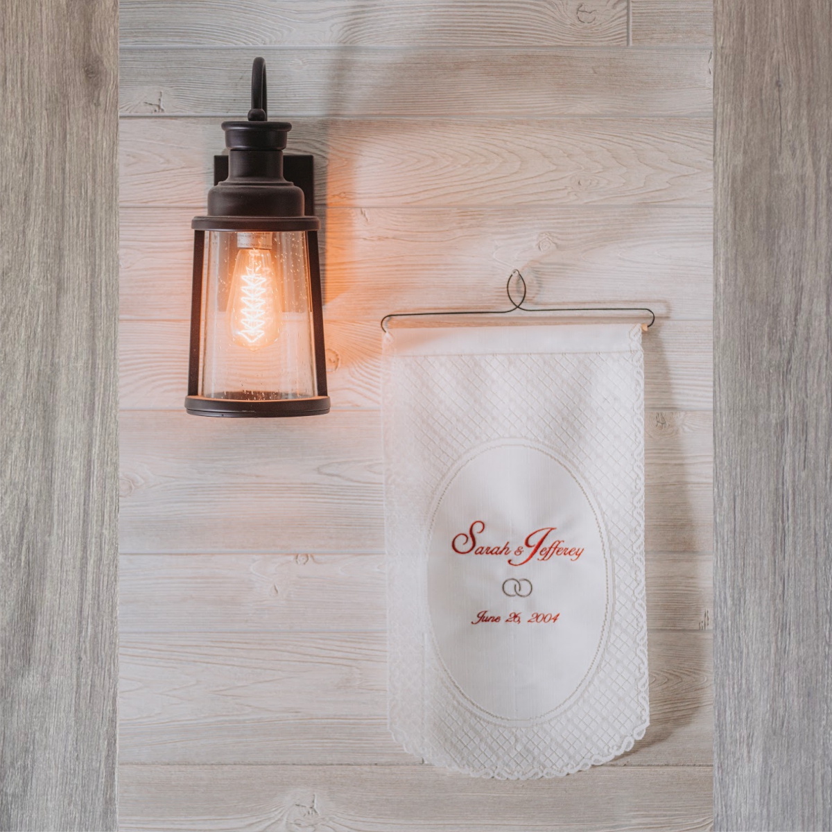 Personalized 13th Wedding Anniversary Lace Hang "Plaid"