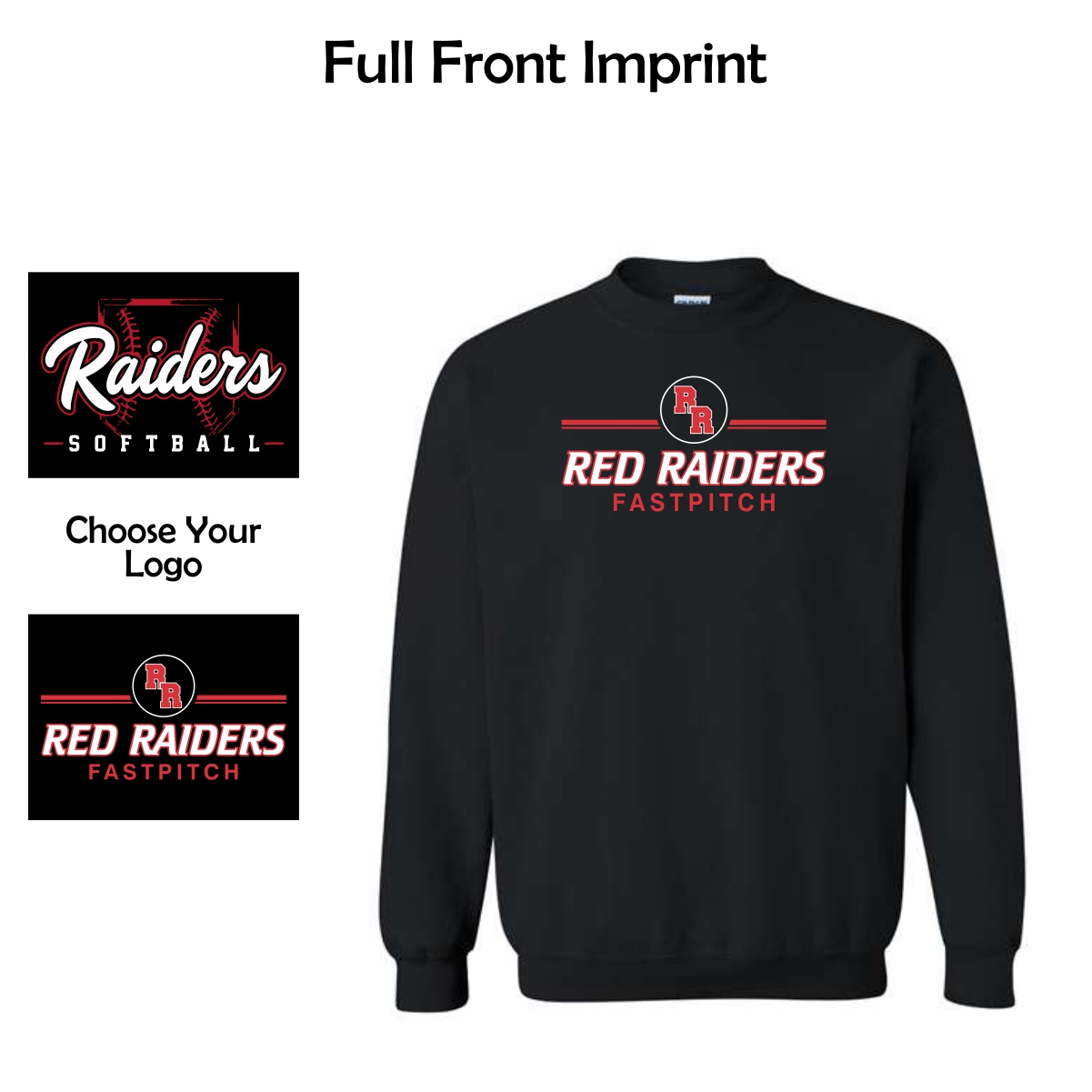 Red Raiders Fastpitch Softball Adult & Youth Heavy Blend Crewneck Sweatshirt