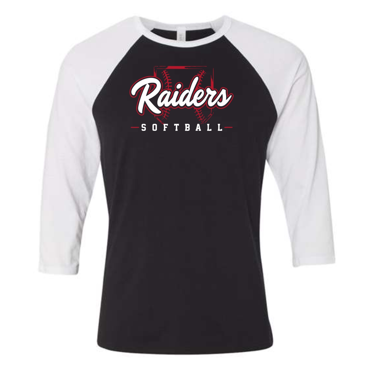 Red Raiders Fastpitch Softball Adult Three-Quarter Sleeve Baseball Tee - Image 2