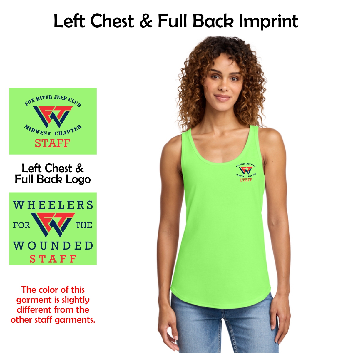 Wheelers for the Wounded 01 STAFF ONLY Ladies Tank Top
