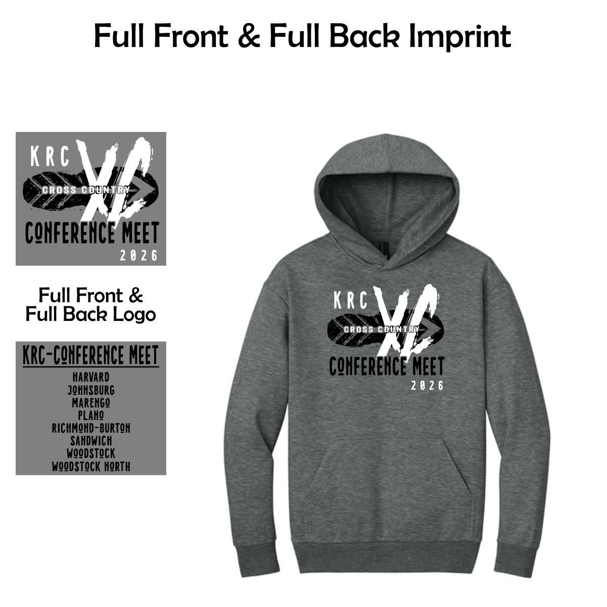 KRC Cross Country Conference Meet Heavyweight Fleece Hoodie (Oversized fit)