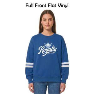 Royalty Gymnastics Ladies Boxy Varsity Crew with Logo 1