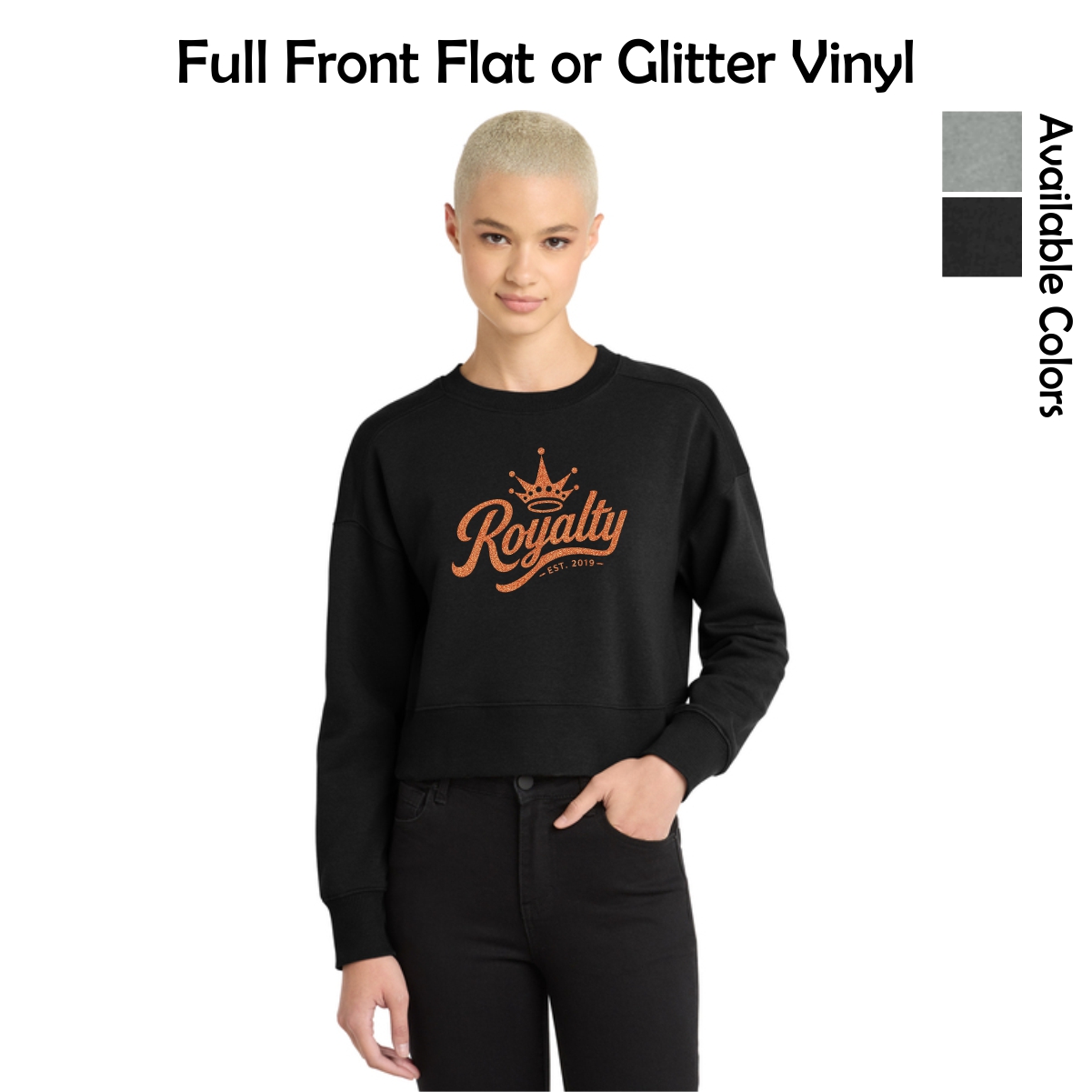 Royalty Gymnastics Ladies Fleece Cropped Crew with Logo 1