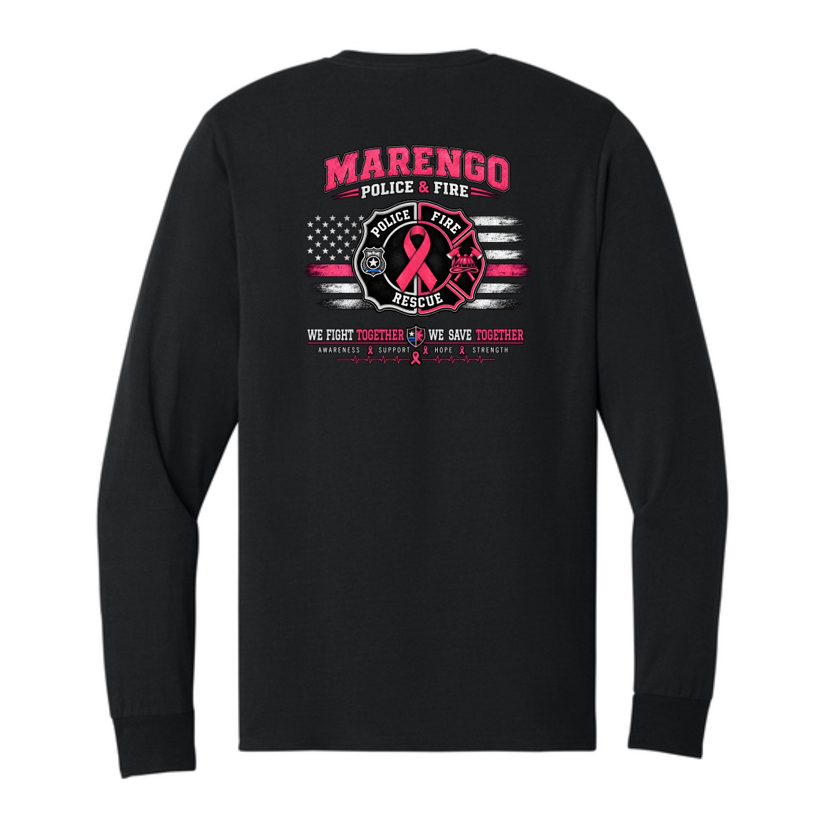 Marengo Fire/Police Breast Cancer Awareness Adult Long Sleeve T-Shirt - Image 3