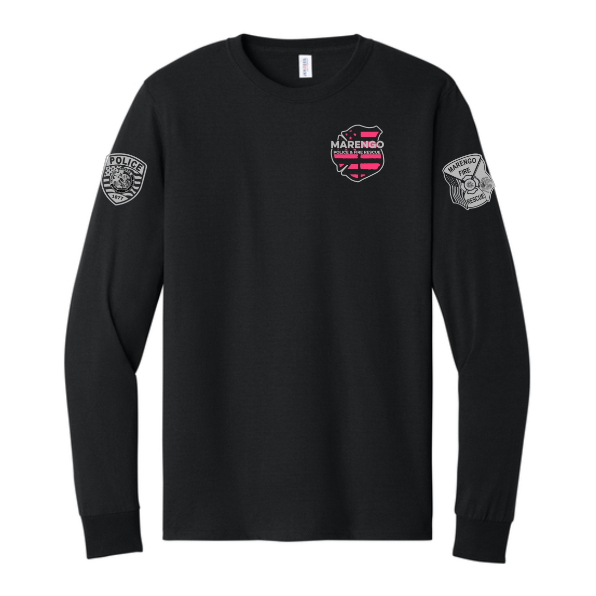 Marengo Fire/Police Breast Cancer Awareness Adult Long Sleeve T-Shirt - Image 2