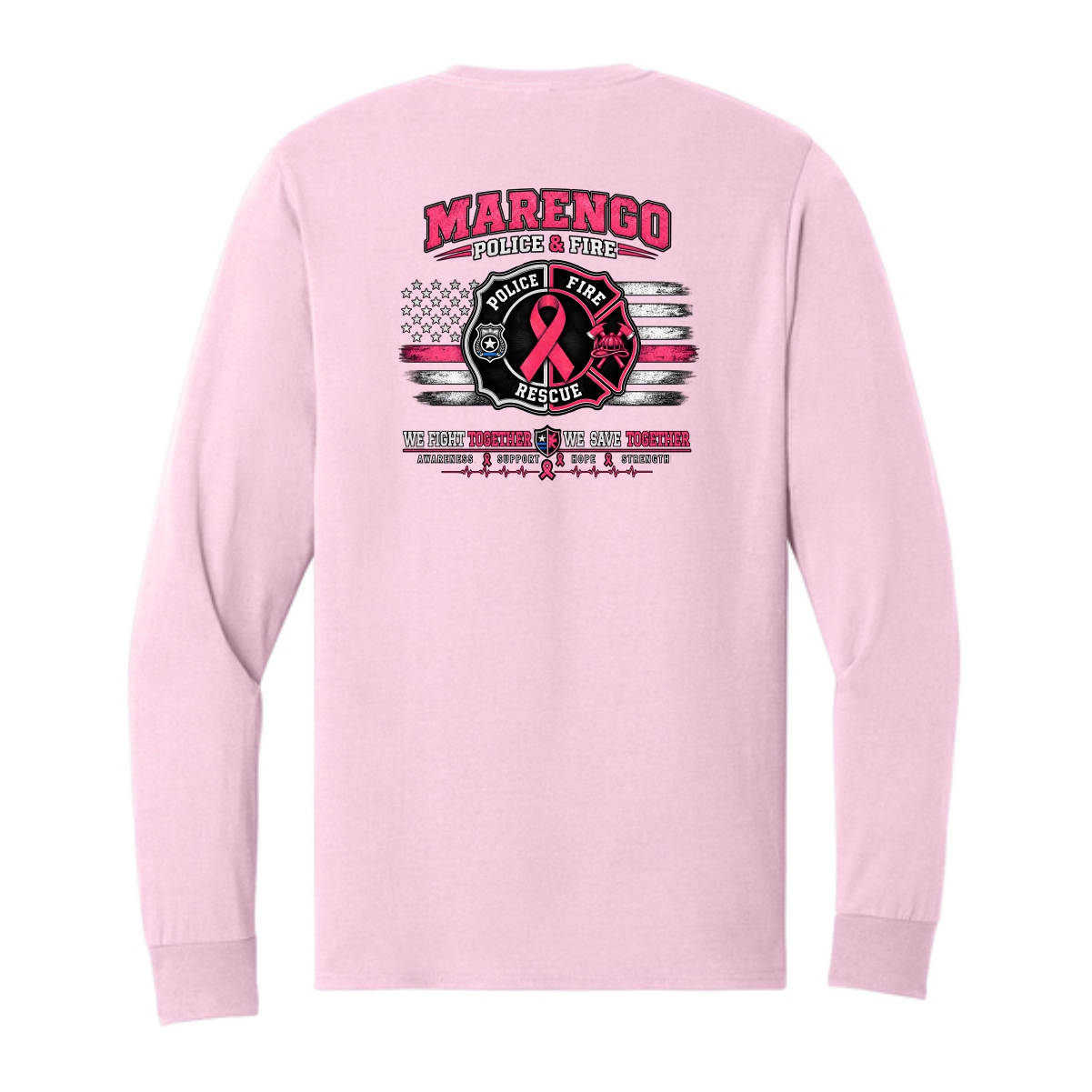 Marengo Fire/Police Breast Cancer Awareness Adult Long Sleeve T-Shirt - Image 5