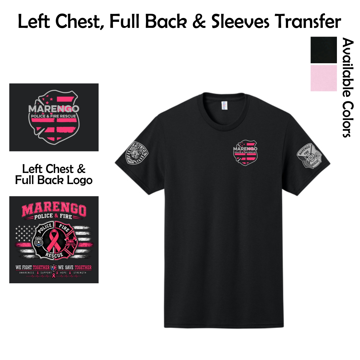 Marengo Fire/Police Breast Cancer Awareness Adult & Youth T-Shirt