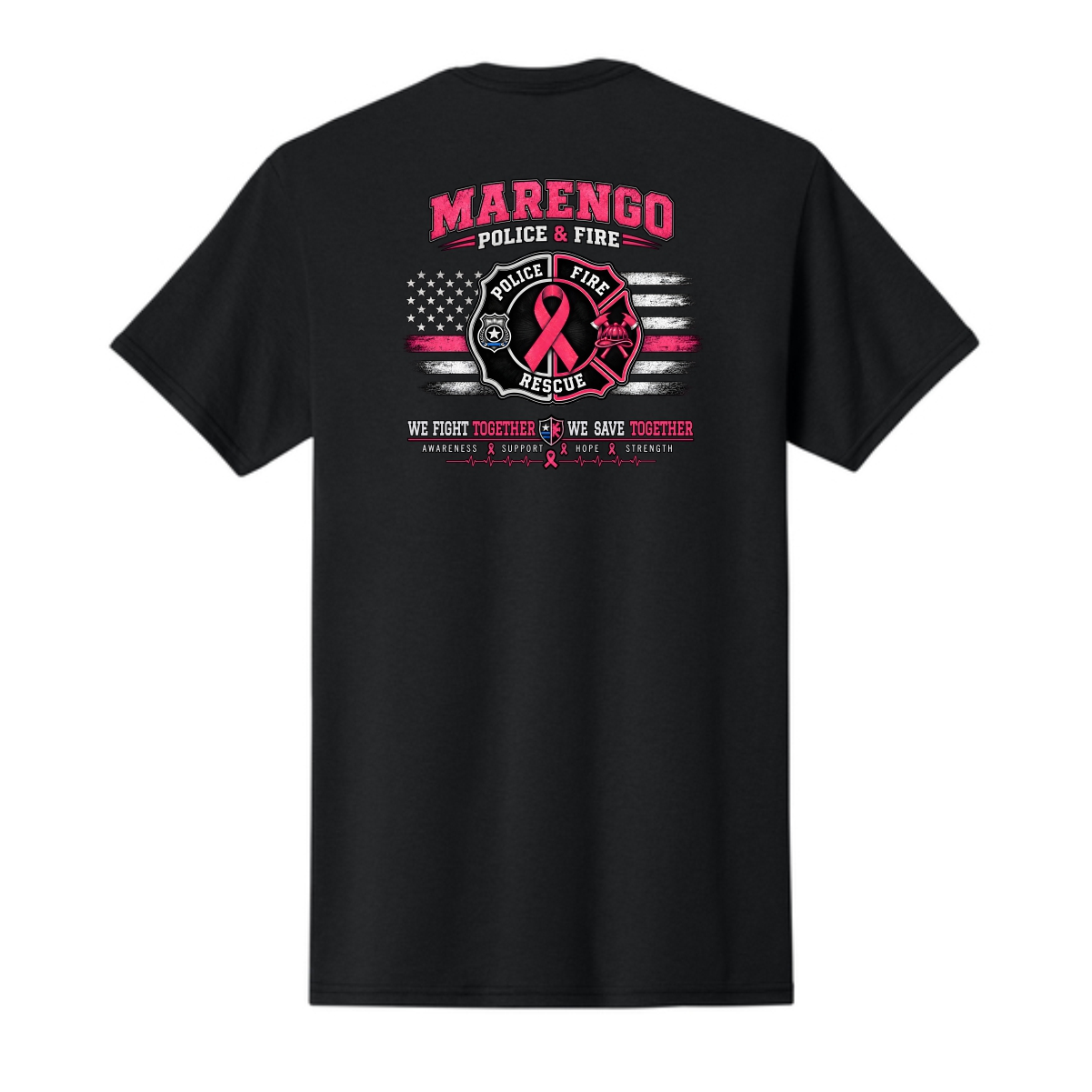 Marengo Fire/Police Breast Cancer Awareness Adult & Youth T-Shirt - Image 3