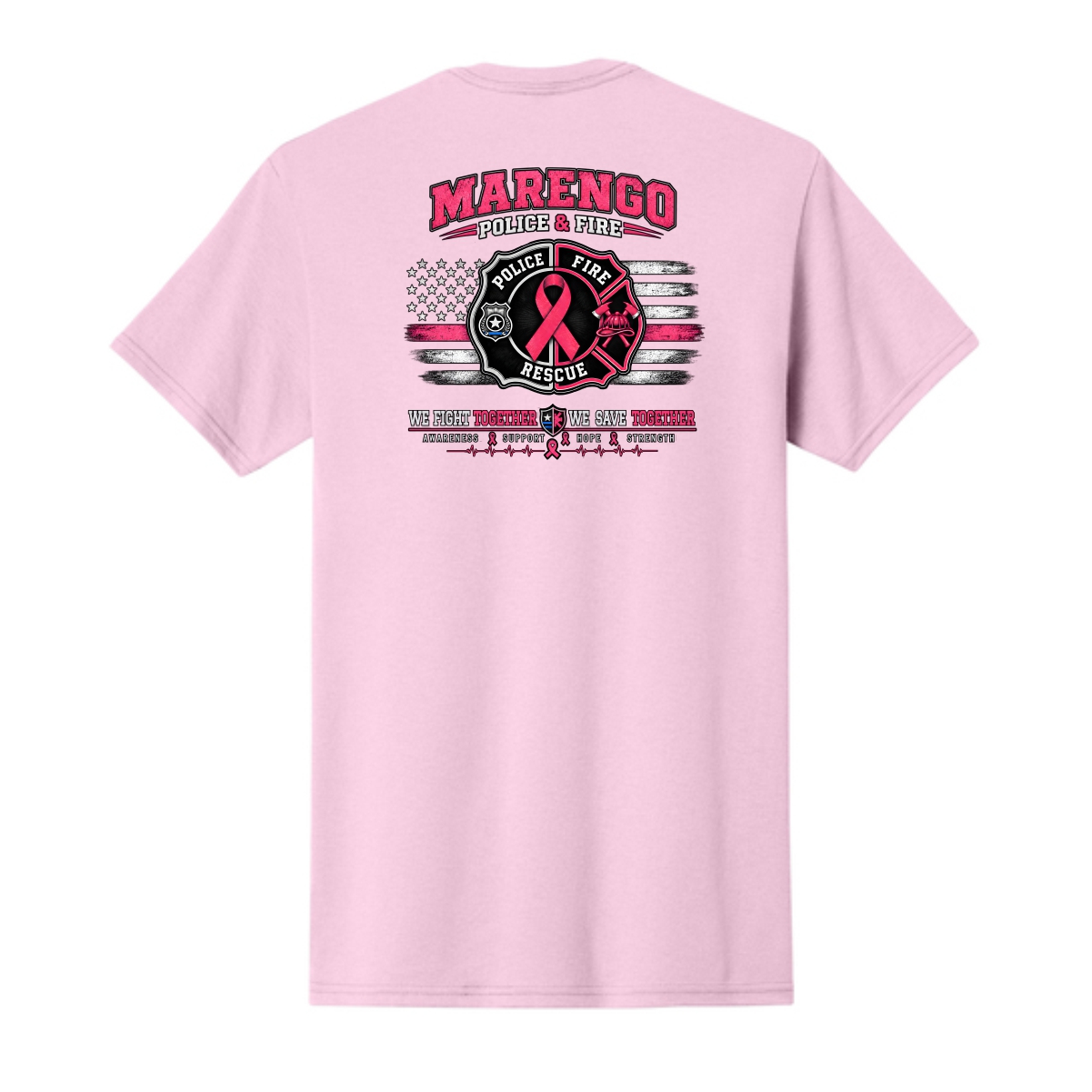 Marengo Fire/Police Breast Cancer Awareness Adult & Youth T-Shirt - Image 5