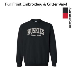 Illinois Park Embrodiery & Glitter Vinyl Adult Crewneck Sweatshirt