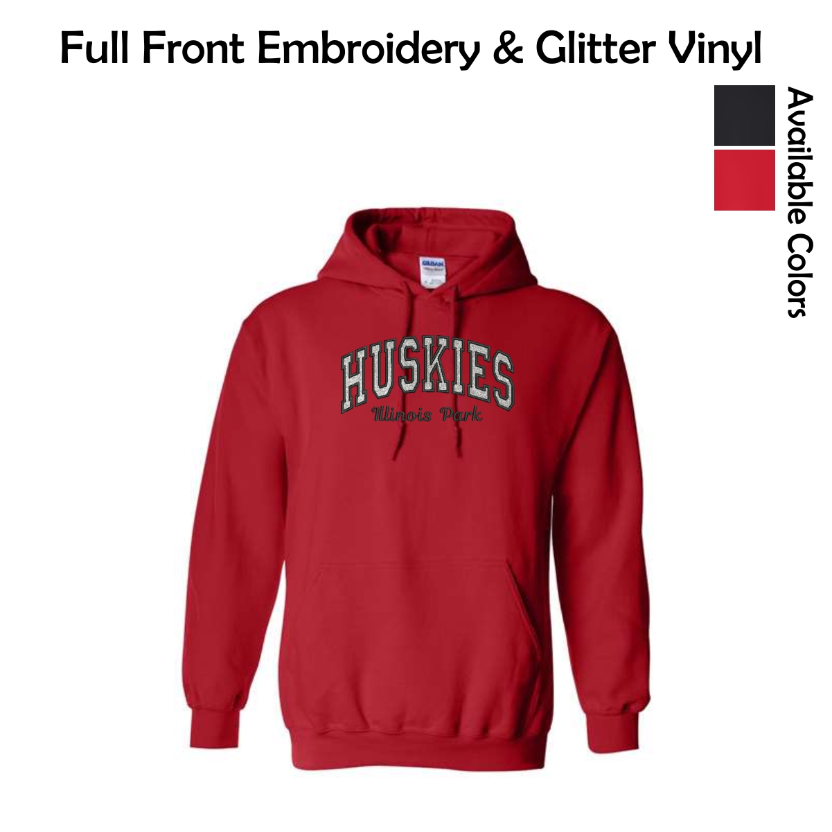 Illinois Park Embrodiery & Glitter Vinyl Adult Hooded Sweatshirt