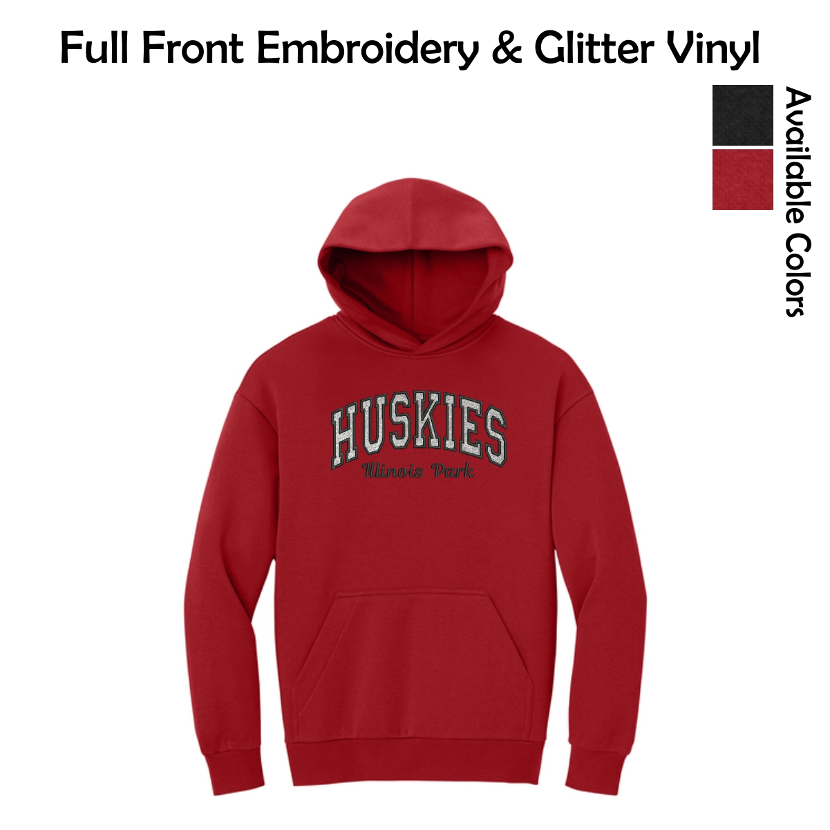 Illinois Park Embrodiery & Glitter Vinyl Adult District Heavyweight Fleece Hoodie (Oversized fit)