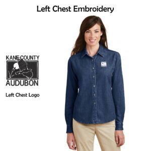Kane County Audubon Ladies Long Sleeve Denim Shirt