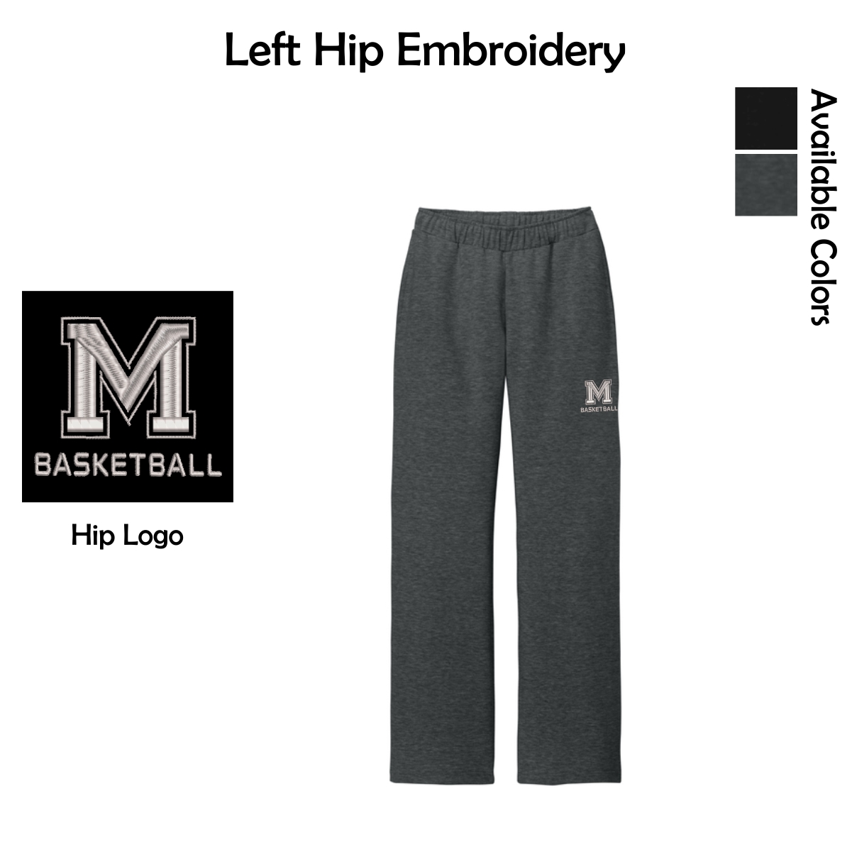 MCHS Girls Basketball Adult District Fleece Open-Bottom Sweatpant
